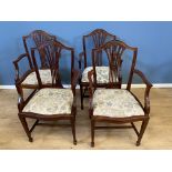 Four Hepplewhite style mahogany armchairs