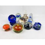 Collection of ten glass paperweights