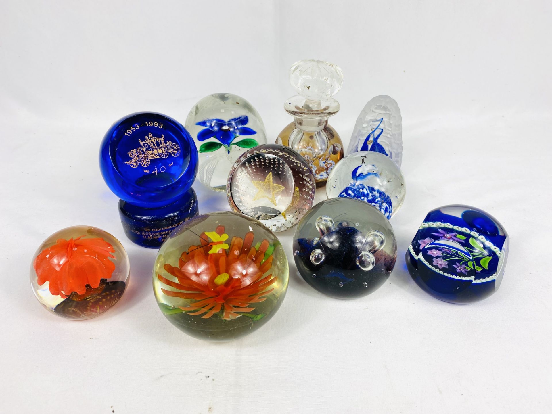 Collection of ten glass paperweights