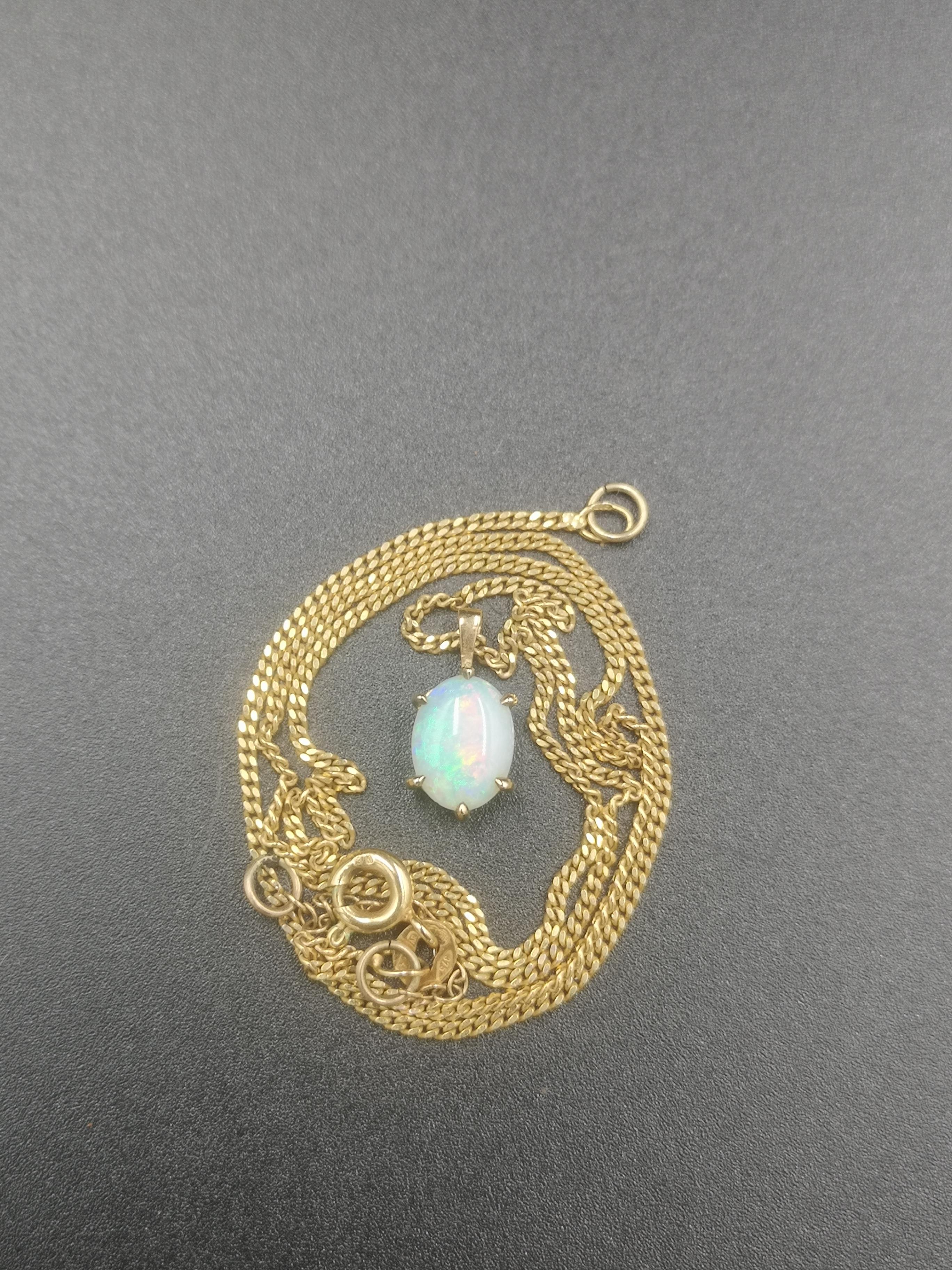 9ct gold necklace with 9ct and opal pendant