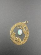 9ct gold necklace with 9ct and opal pendant