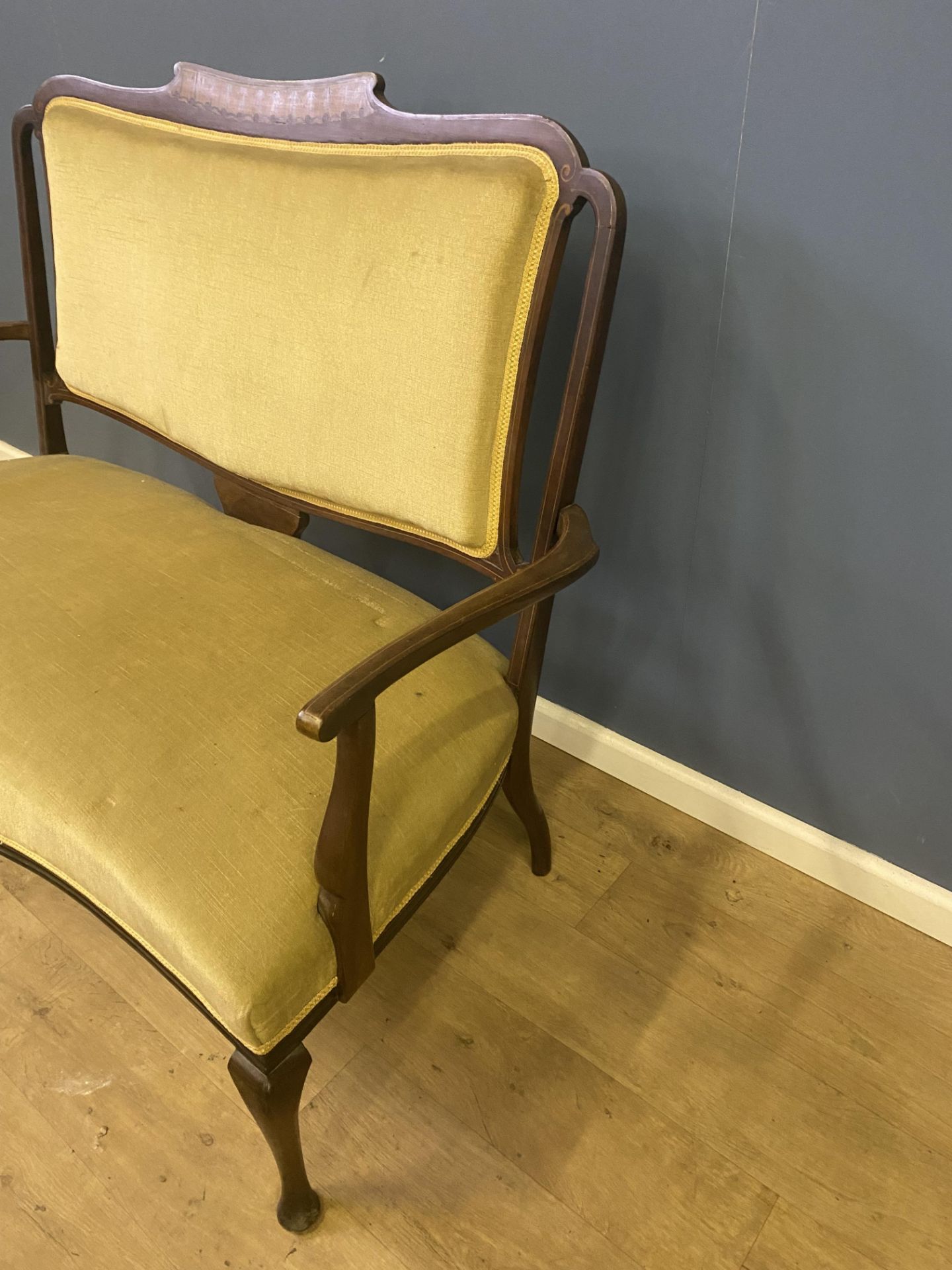 Mahogany settee with upholstered seat - Image 2 of 3