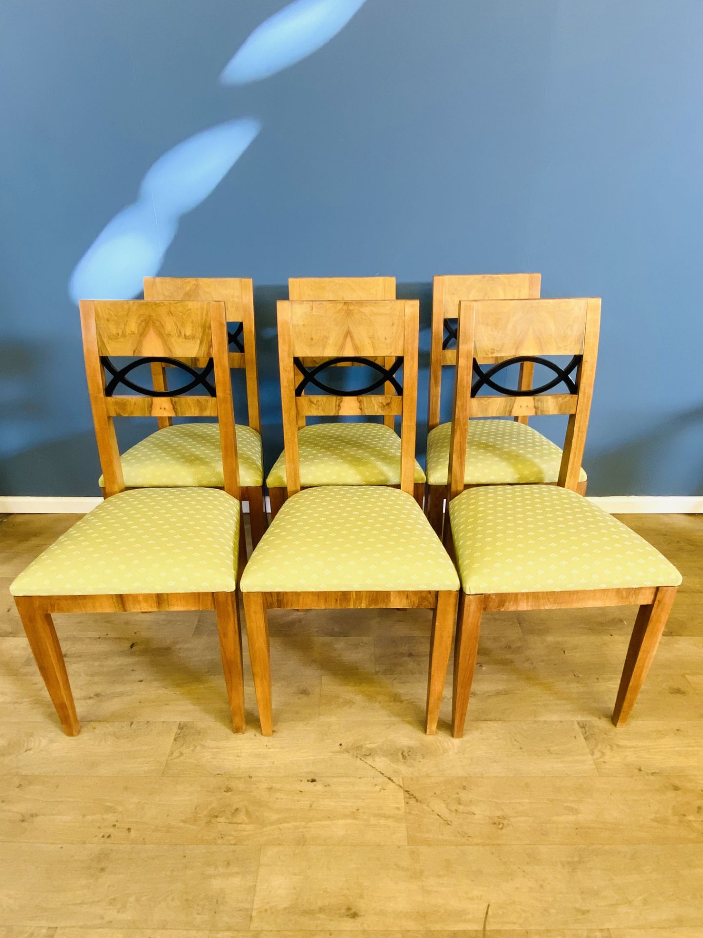 Six contemporary art deco style dining chairs