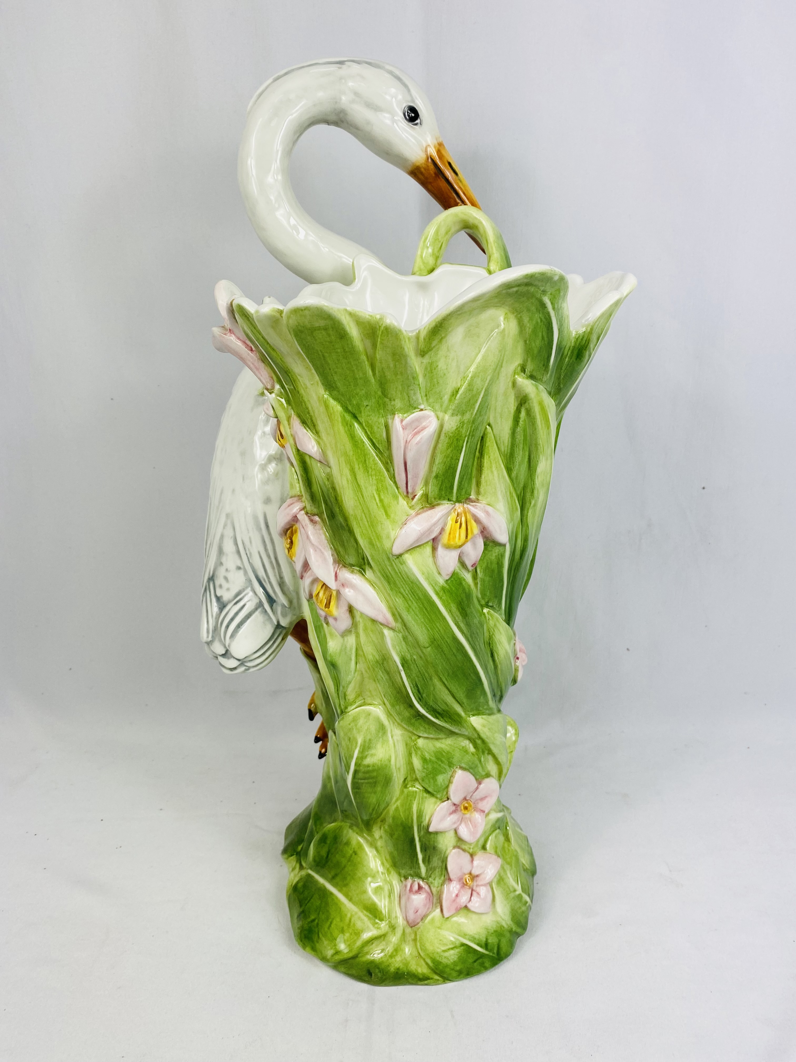Italian majolica heron vase - Image 3 of 4