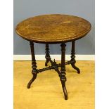 Mahogany circular occasional table on turned legs