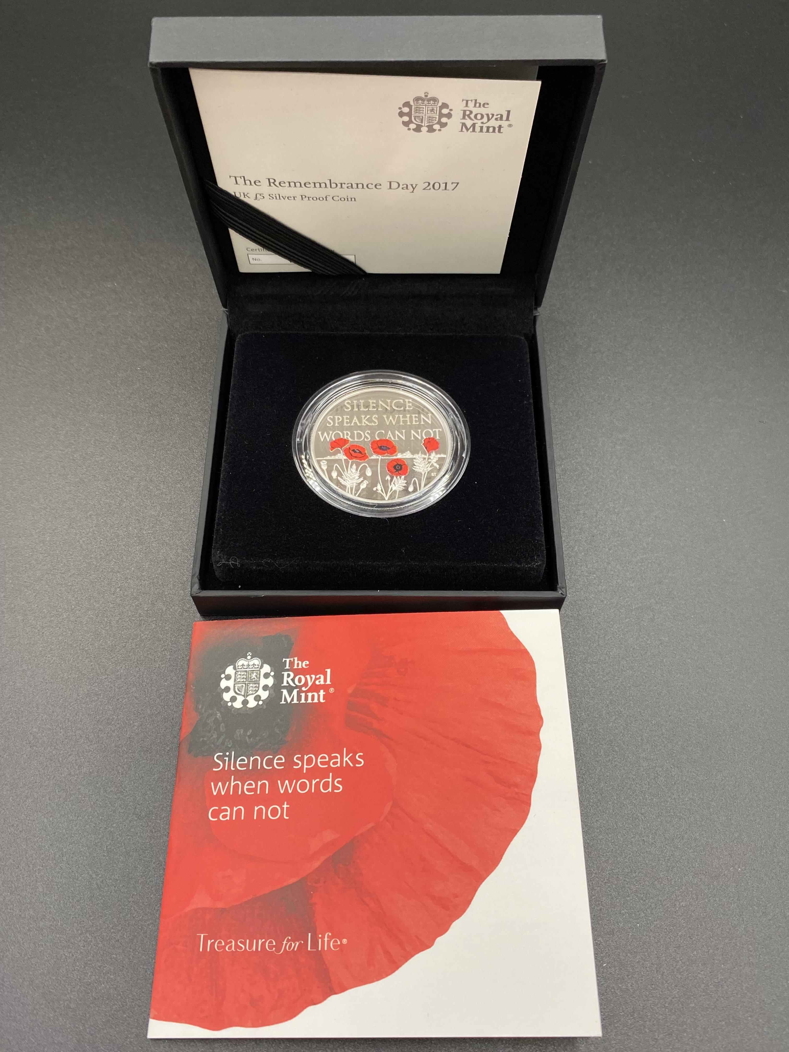 Royal Mint Remembrance Day 2017 £5 silver proof coin - Image 2 of 5