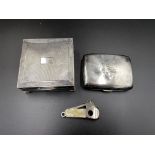Silver cigarette box and cigarette case together with a cigar cutter