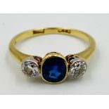 18ct gold and sapphire three stone ring