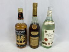 Three bottles of spirits