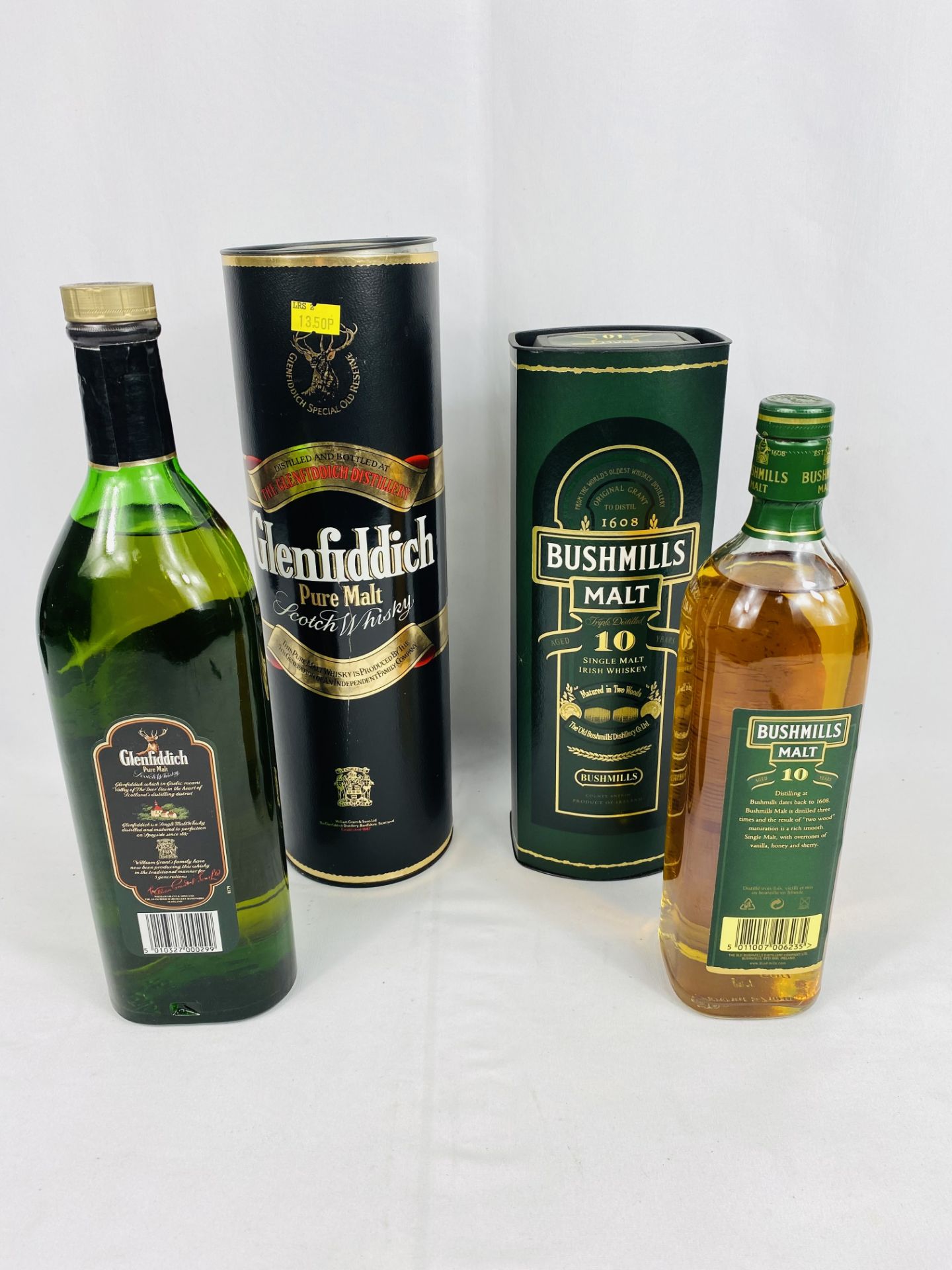 A bottle of Glenfiddich Scotch whisky and a bottle of Bushmills Irish whisky - Image 2 of 2