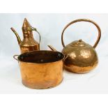Middle Eastern copper coffee pot and other copper
