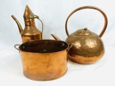 Middle Eastern copper coffee pot and other copper