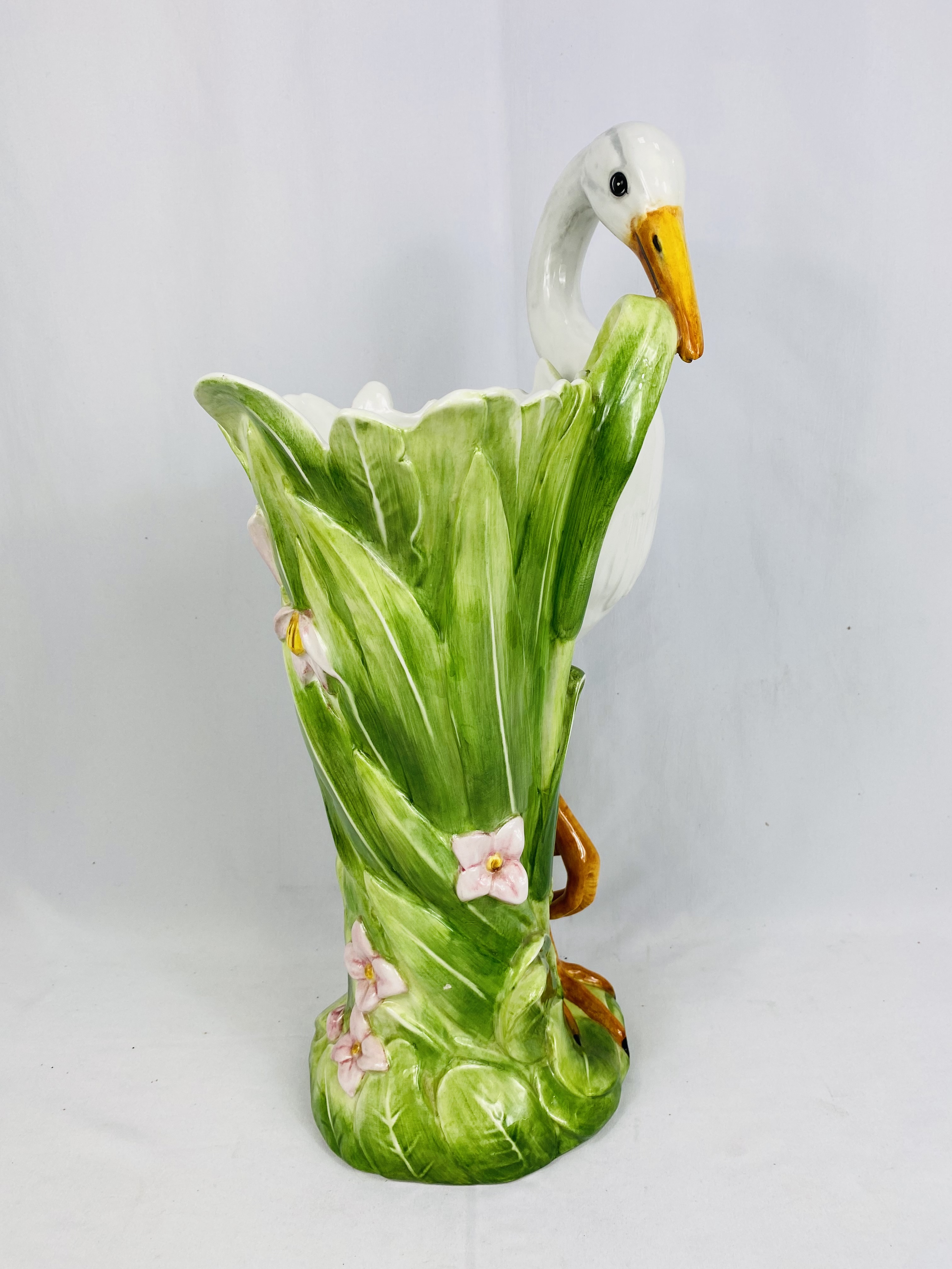 Italian majolica heron vase - Image 2 of 4