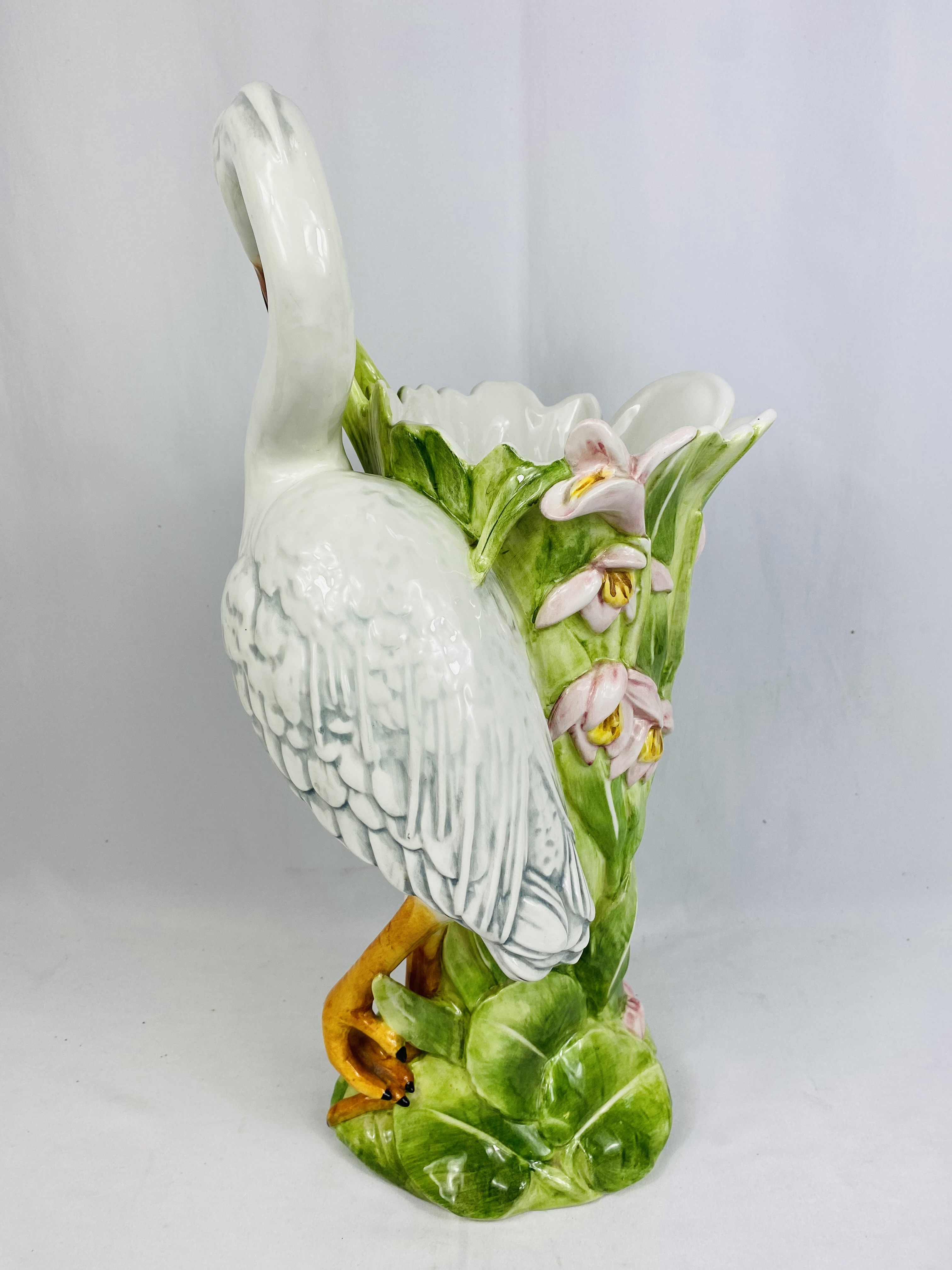Italian majolica heron vase - Image 4 of 4