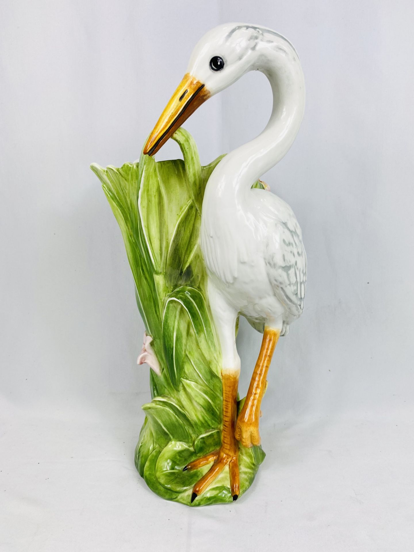 Italian majolica heron vase