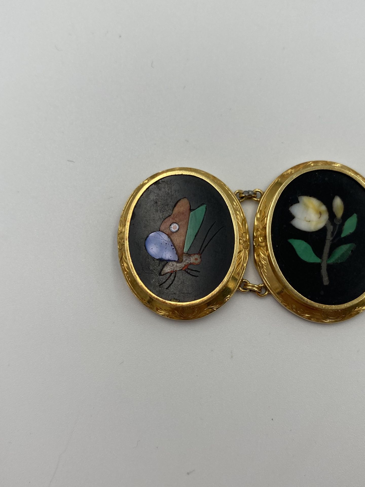 19th century pietra dura gold bracelet - Image 2 of 9