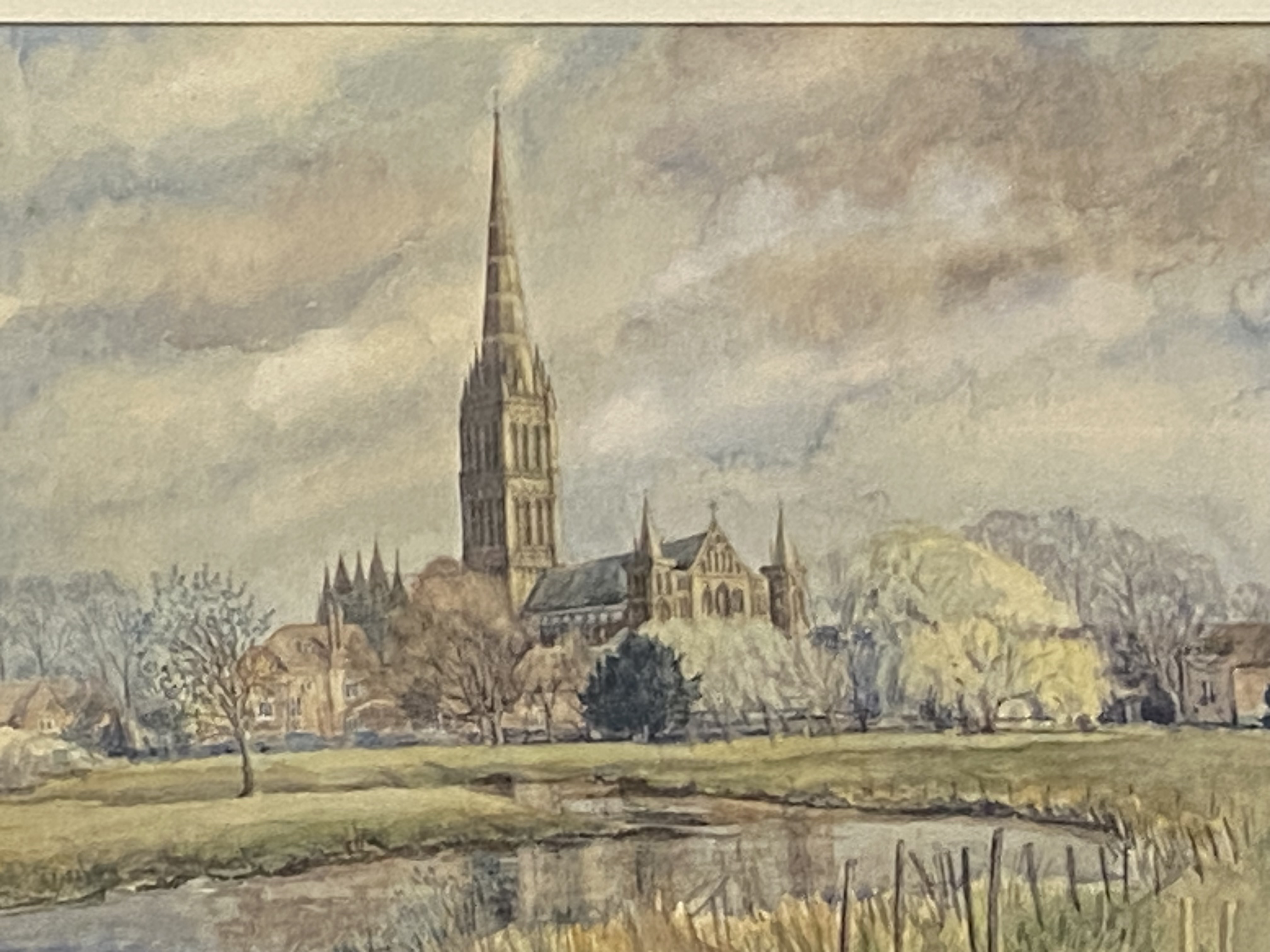 Framed and glazed watercolour of Salisbury cathedral - Image 4 of 4