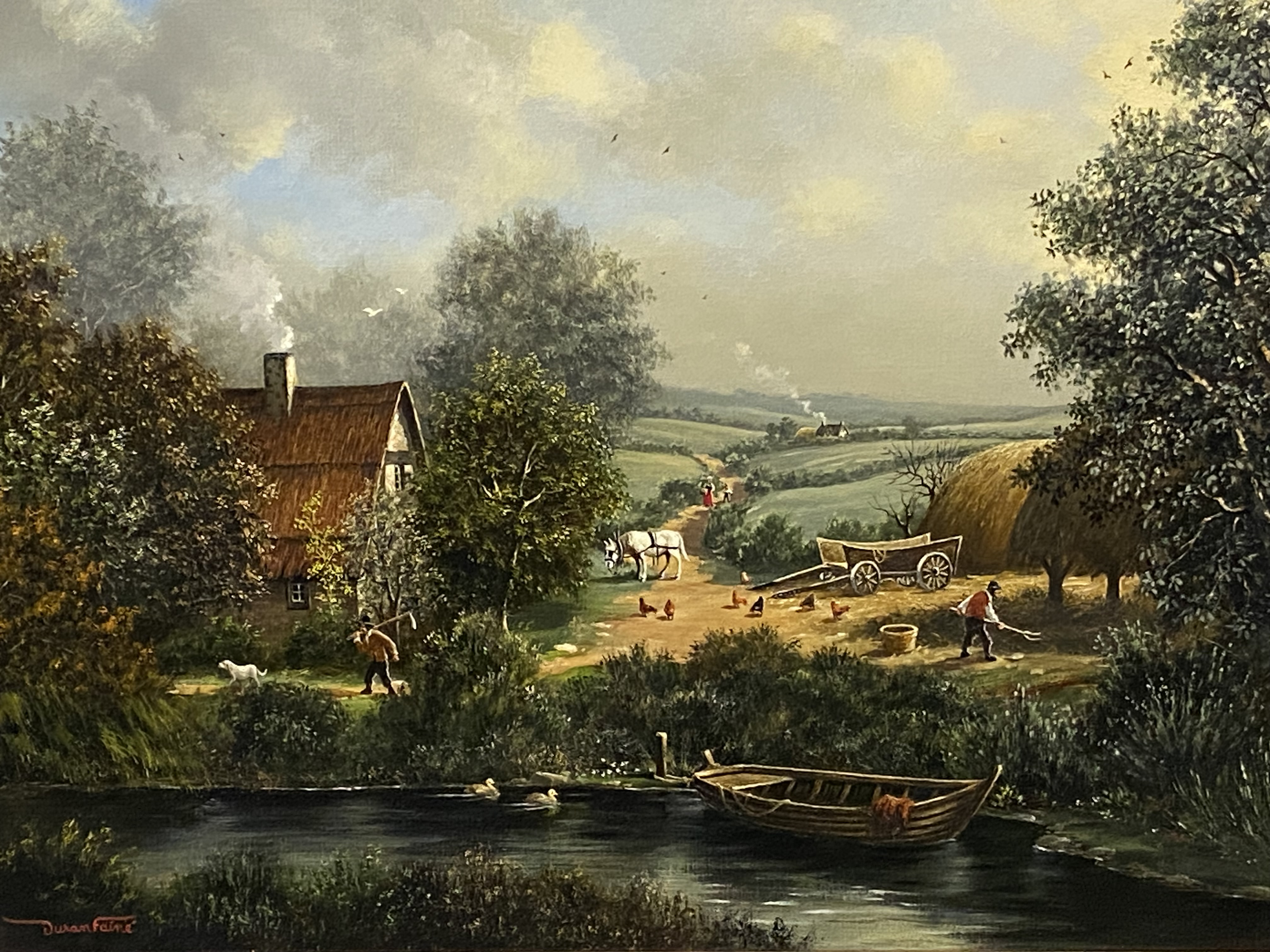 Framed oil on canvas of a country scene - Image 3 of 3