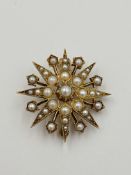 9ct gold and seed pearl brooch