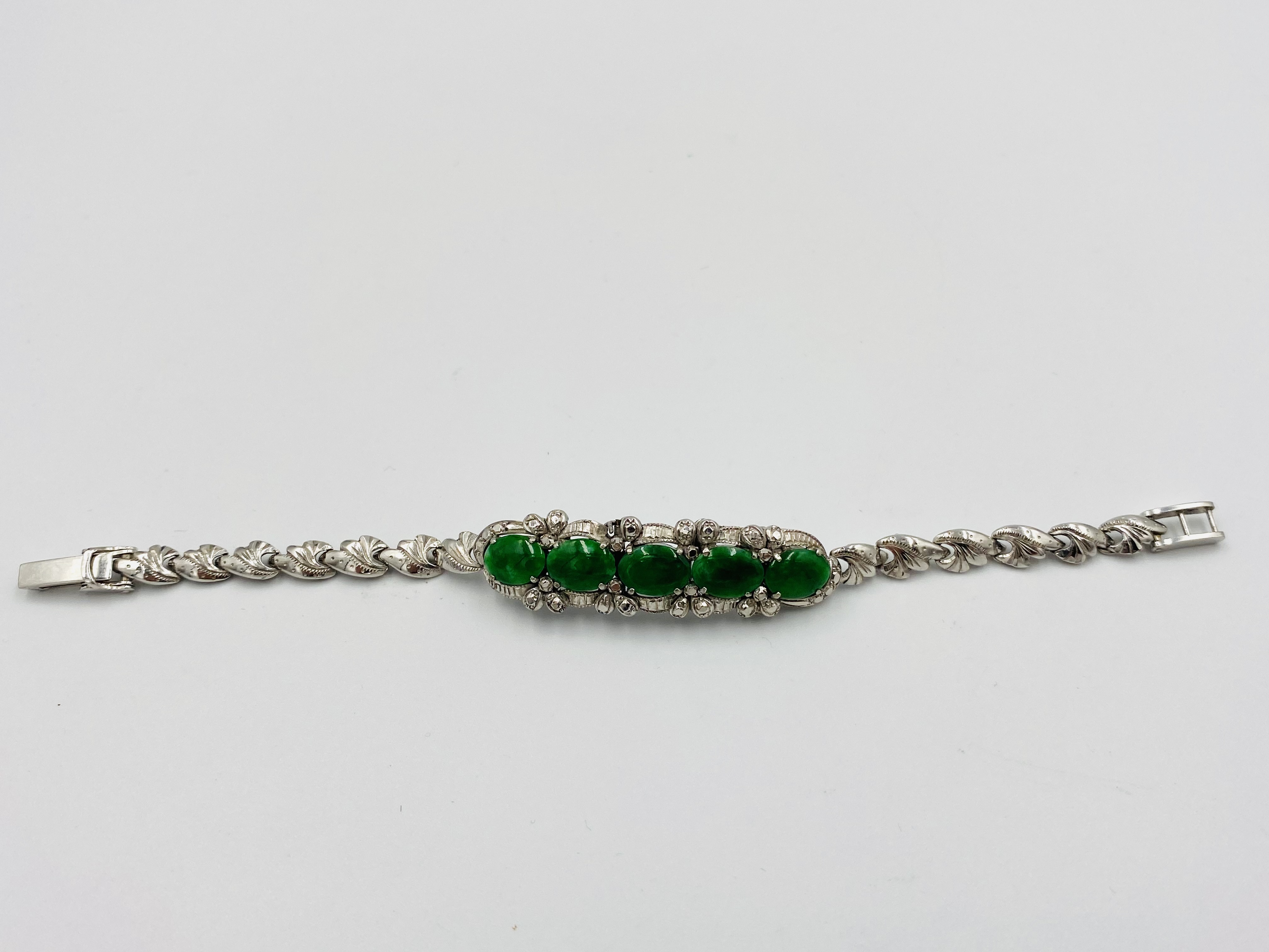 14ct white gold and jade bracelet - Image 4 of 5