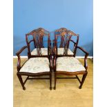 Four Hepplewhite style mahogany armchairs