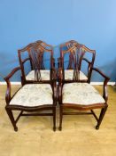 Four Hepplewhite style mahogany armchairs