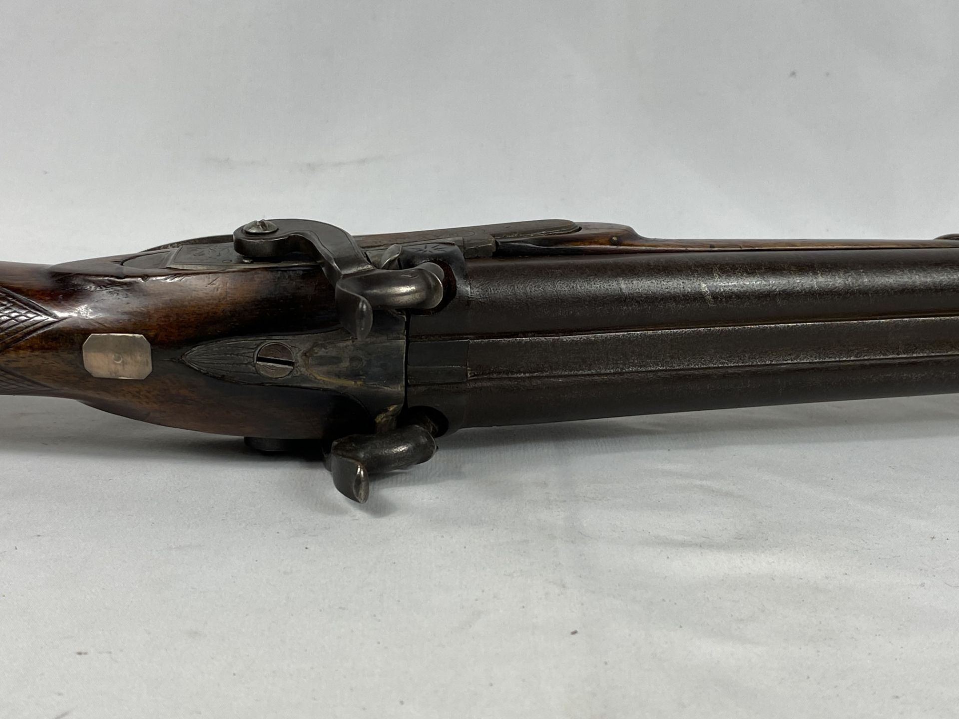 19th century muzzle loading side by side shotgun - Image 4 of 7
