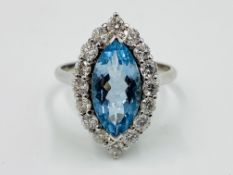 18ct white gold, aquamarine and diamond ring