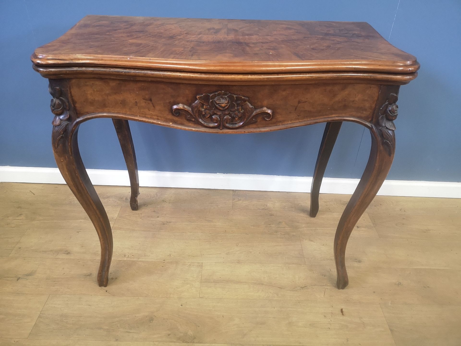 Walnut veneer side table