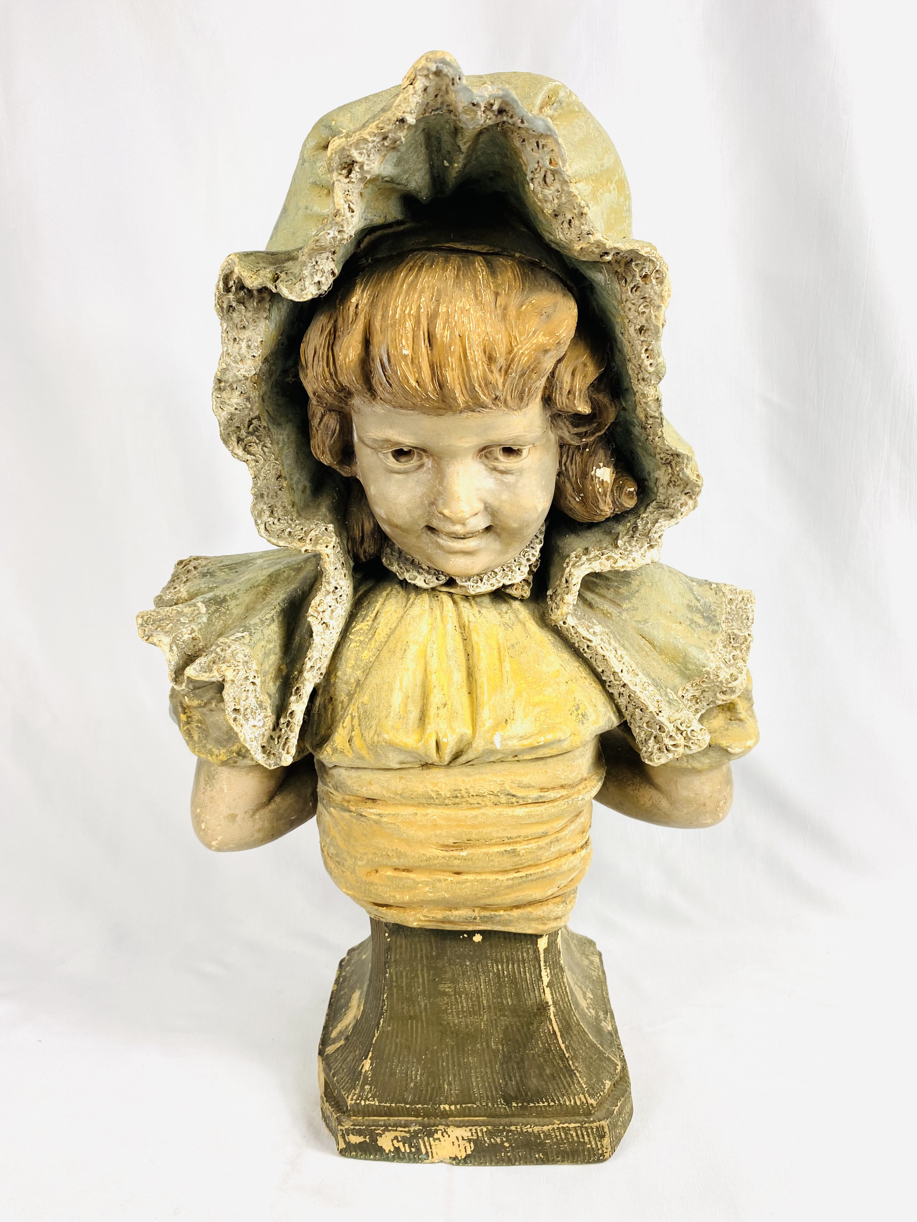 Pottery bust of an Edwardian girl. From the Estate of Dame Mary Quant