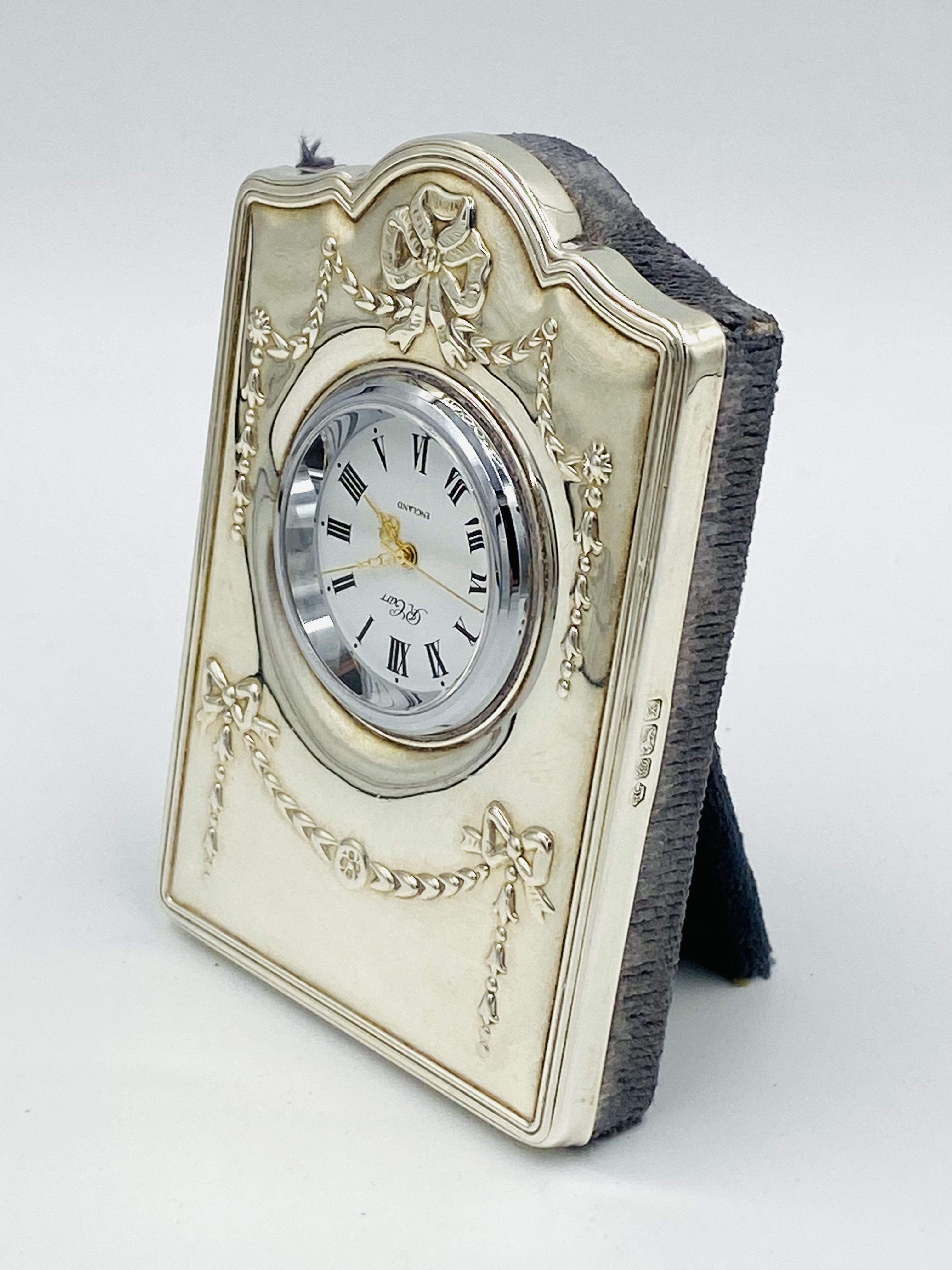 Two silver cups and a silver framed clock - Image 5 of 6