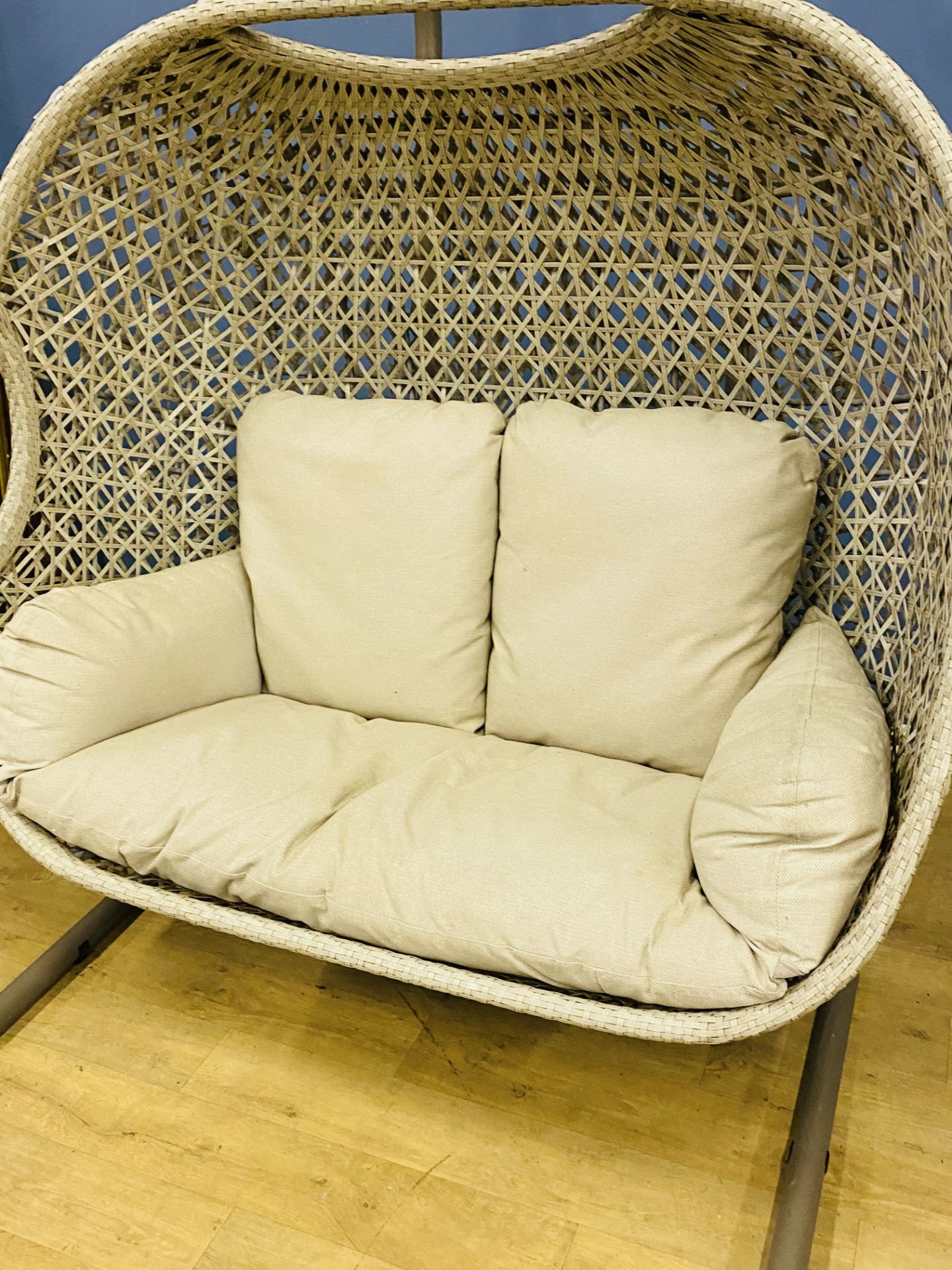 Faux rattan double egg style hanging chair - Image 3 of 6