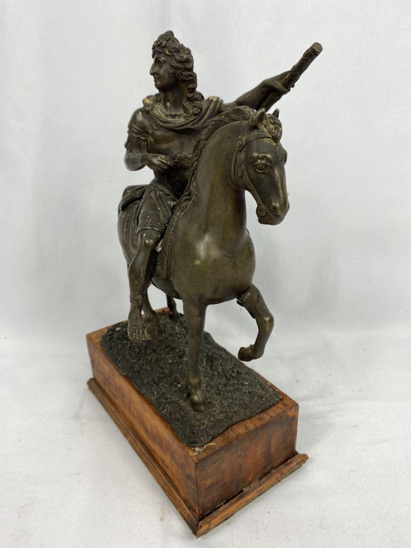 Bronzed figure of a classical soldier on horseback. From the Estate of Dame Mary Quant - Image 2 of 3