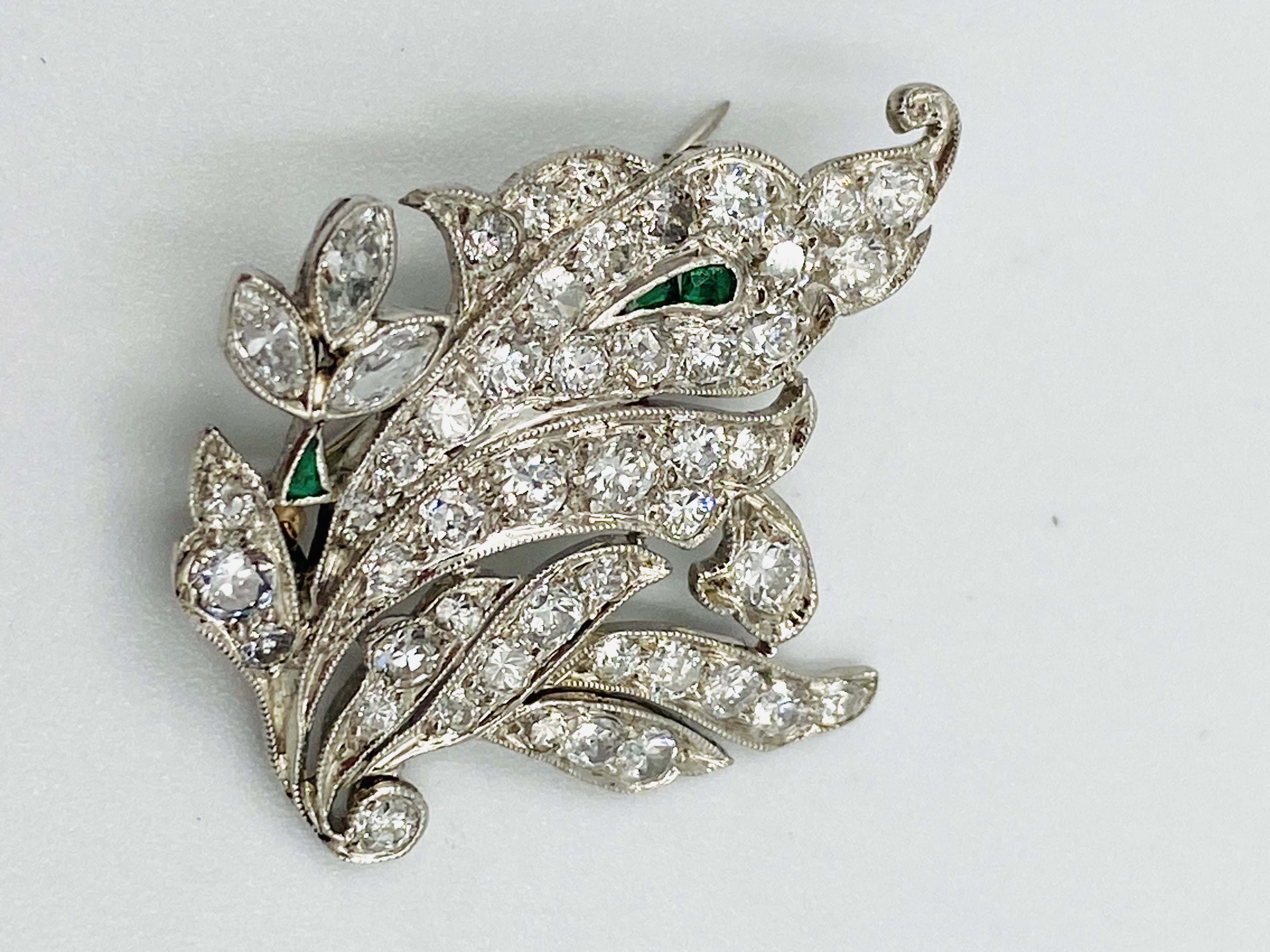 Emerald and diamond brooch - Bild 2 aus 4