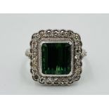 18ct white gold, tourmaline and diamond ring