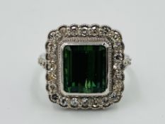 18ct white gold, tourmaline and diamond ring