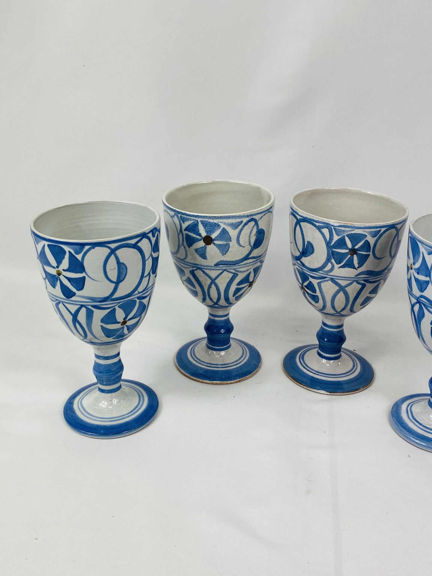 Five Aldermaston pottery goblets - Image 2 of 3