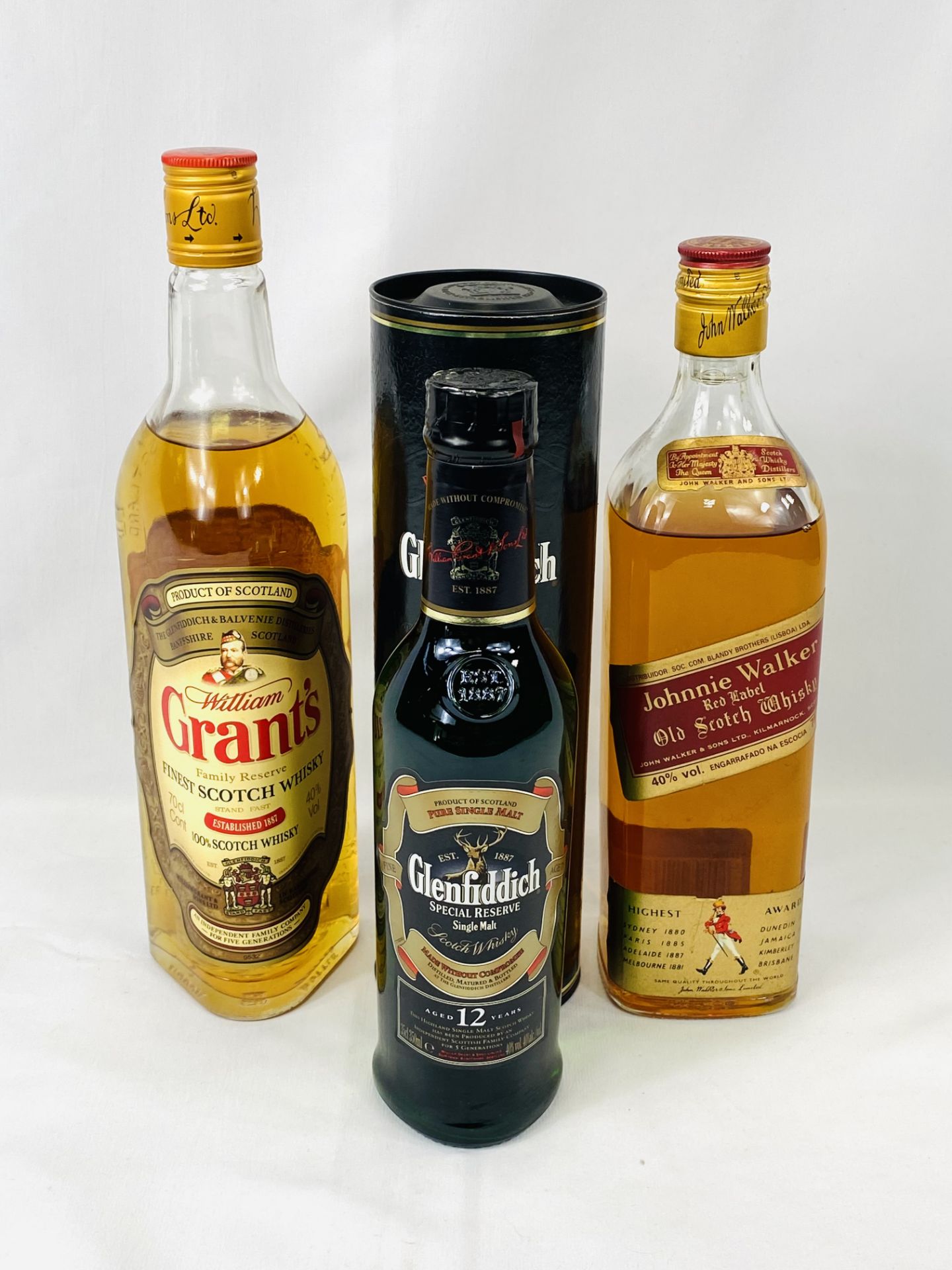 Three bottles of whisky