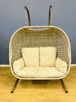 Faux rattan double egg style hanging chair