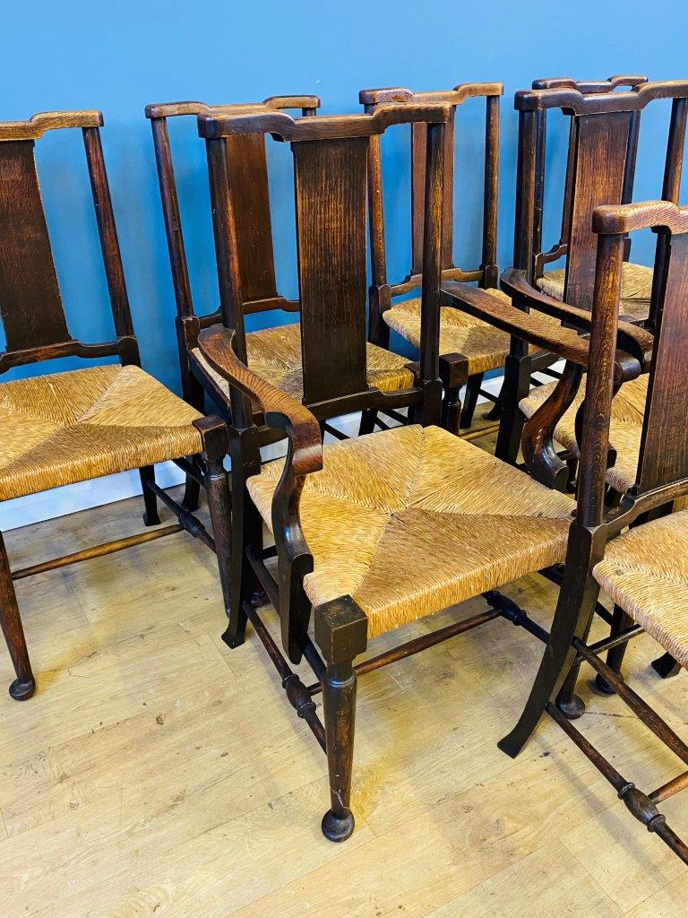 Seven oak framed dining chairs - Image 3 of 5