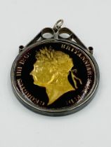 George IV enameled crown, 1821, in silver pendant mount