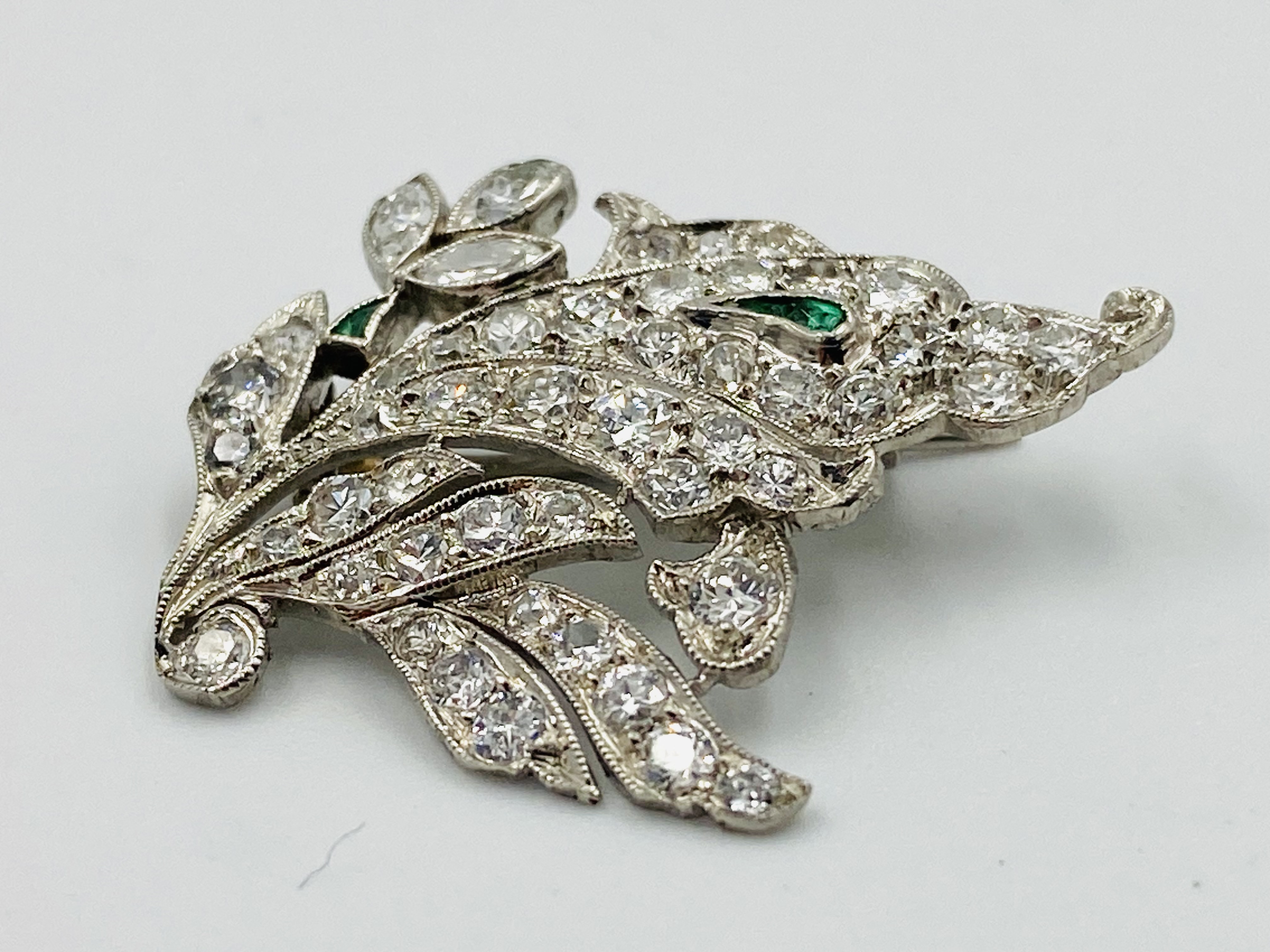 Emerald and diamond brooch - Bild 4 aus 4