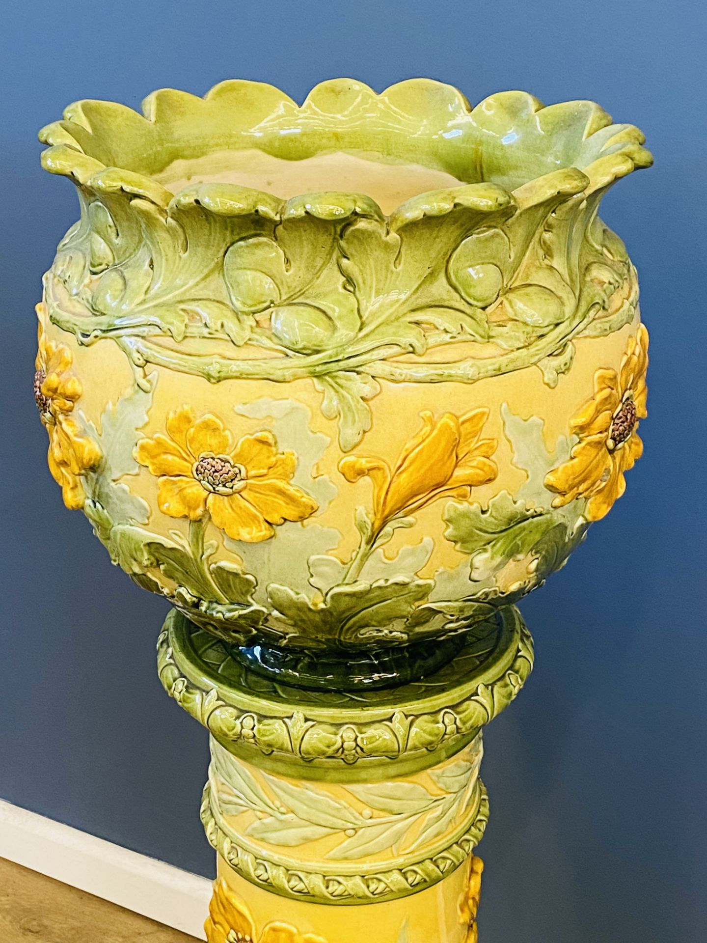 19th century Majolica jardiniere on stand. From the Estate of Dame Mary Quant - Image 2 of 4