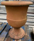 Terracotta urn planter. From the Estate of Dame Mary Quant