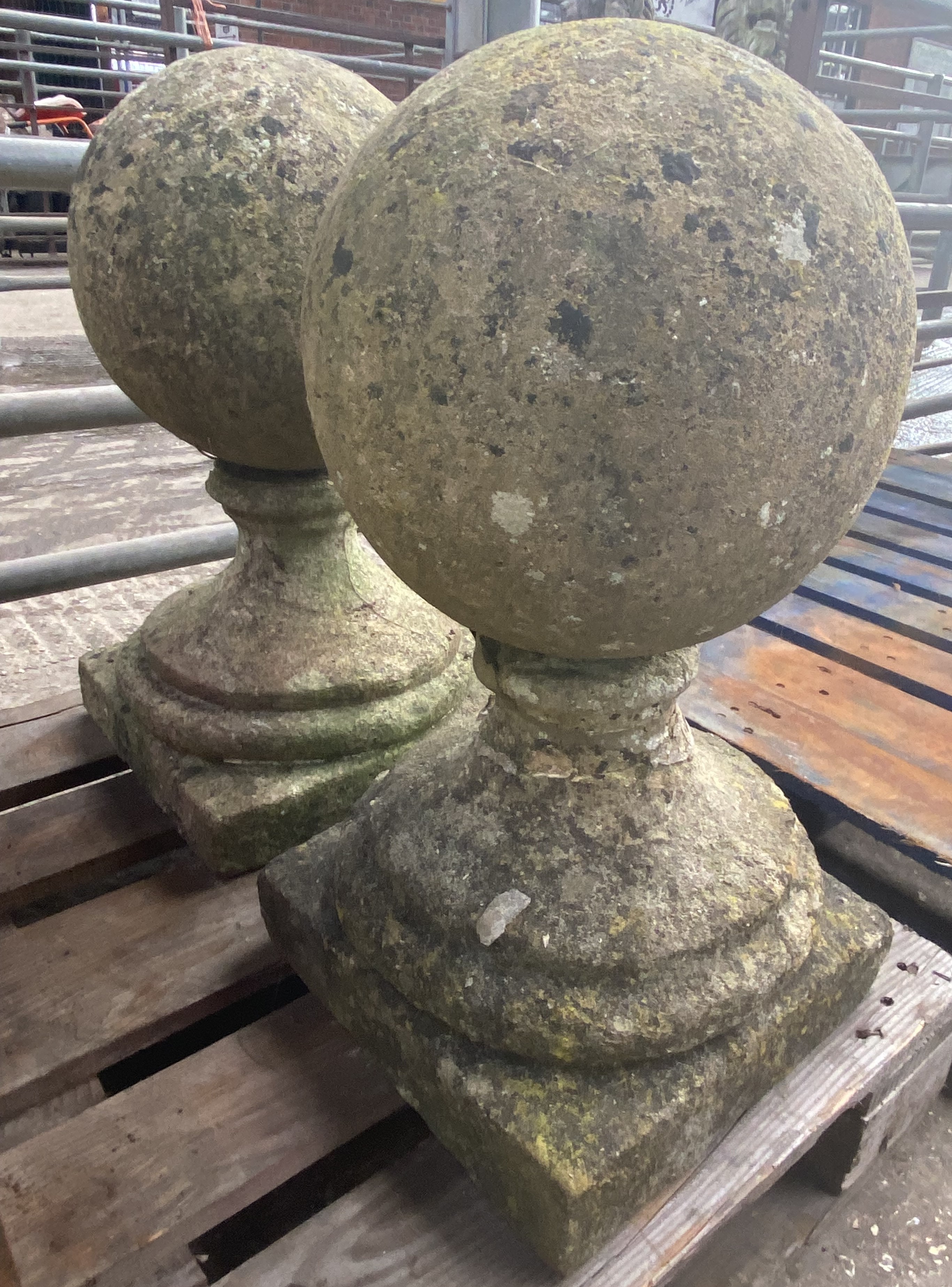 Two cast stone balls on plinths. From the Estate of Dame Mary Quant - Image 4 of 4