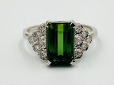 18ct white gold, tourmaline and diamond ring