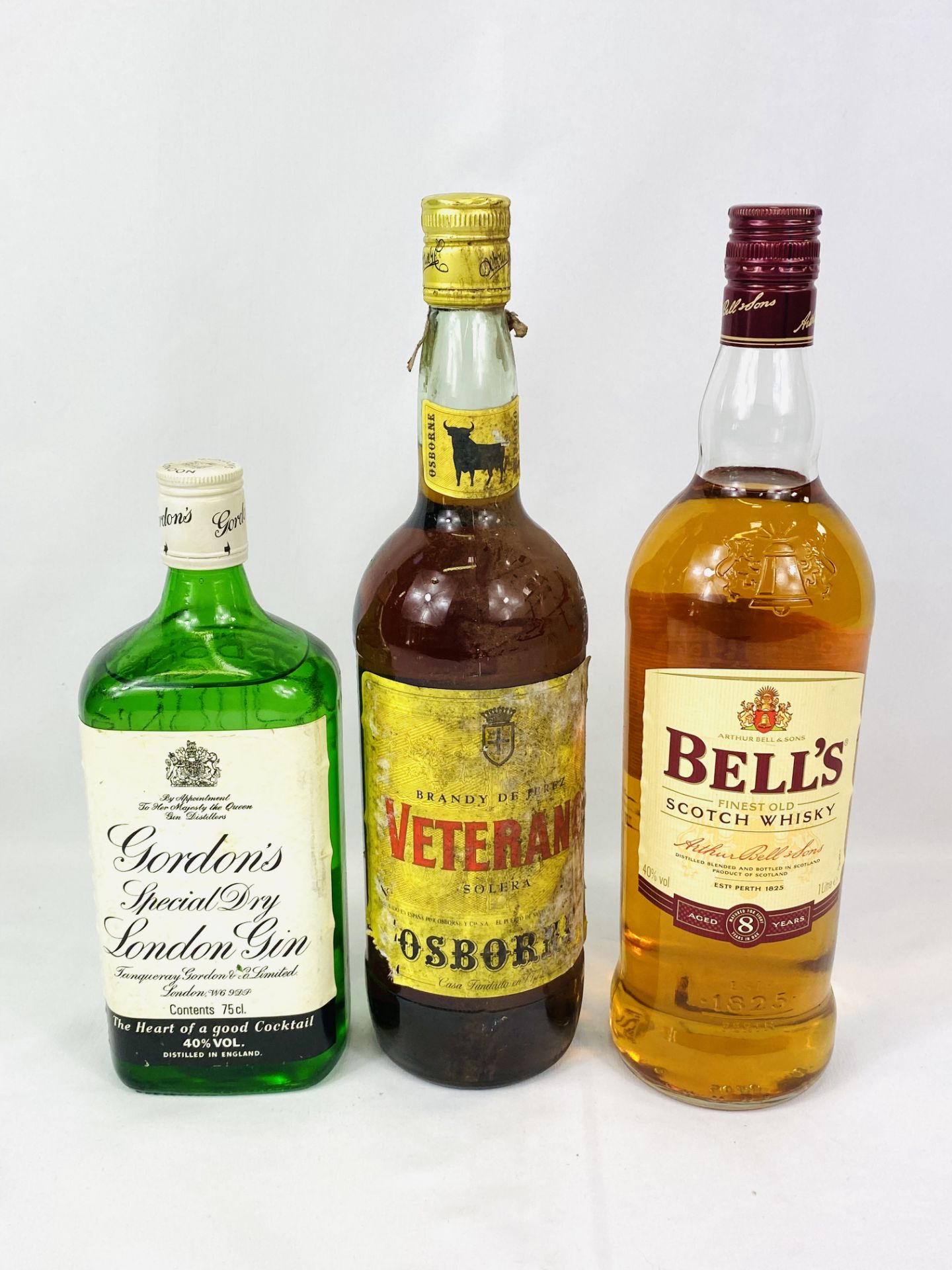 Three bottles of spirits