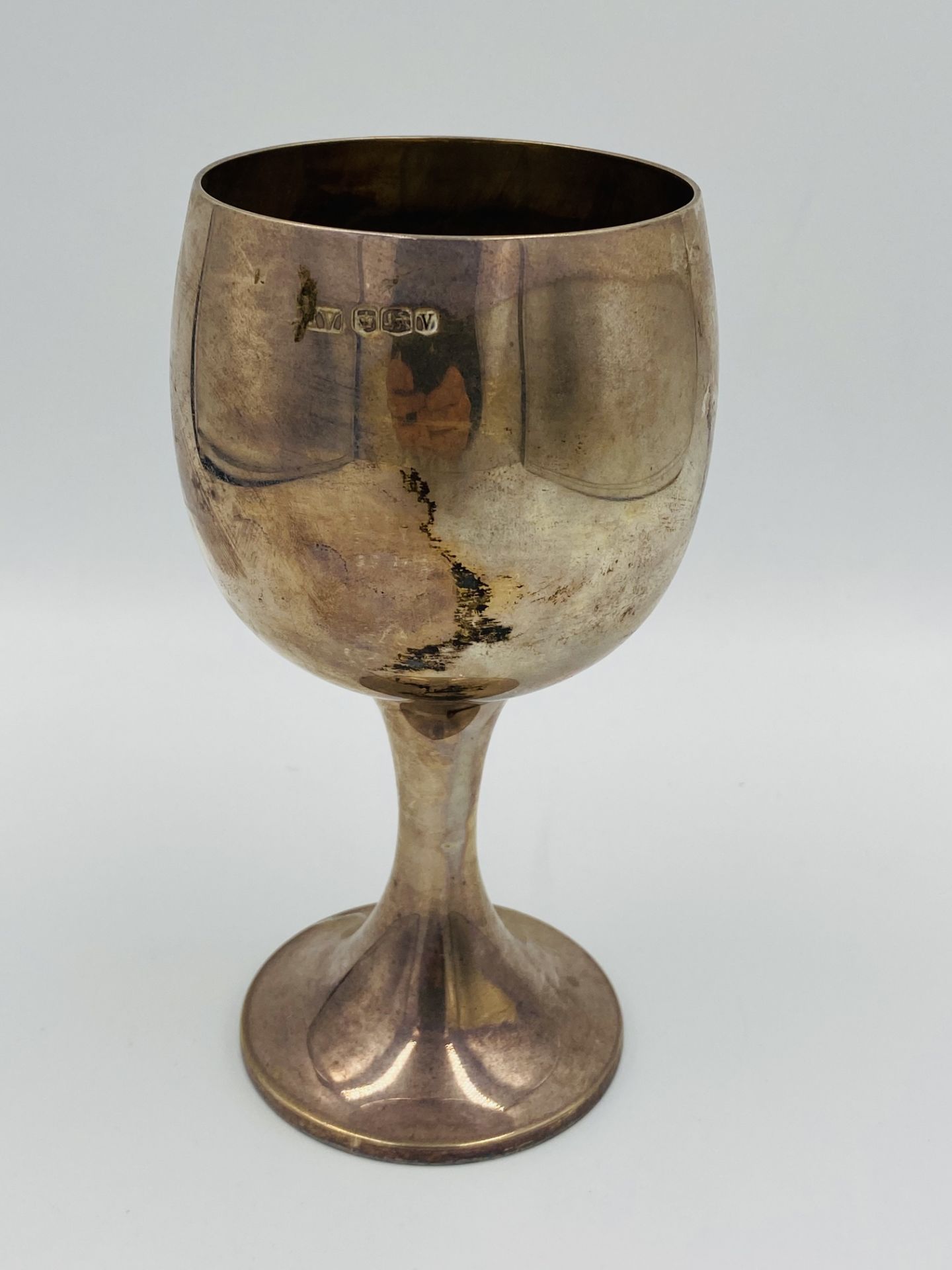 Silver goblet with inscription to side. From the Estate of Dame Mary Quant - Image 3 of 3