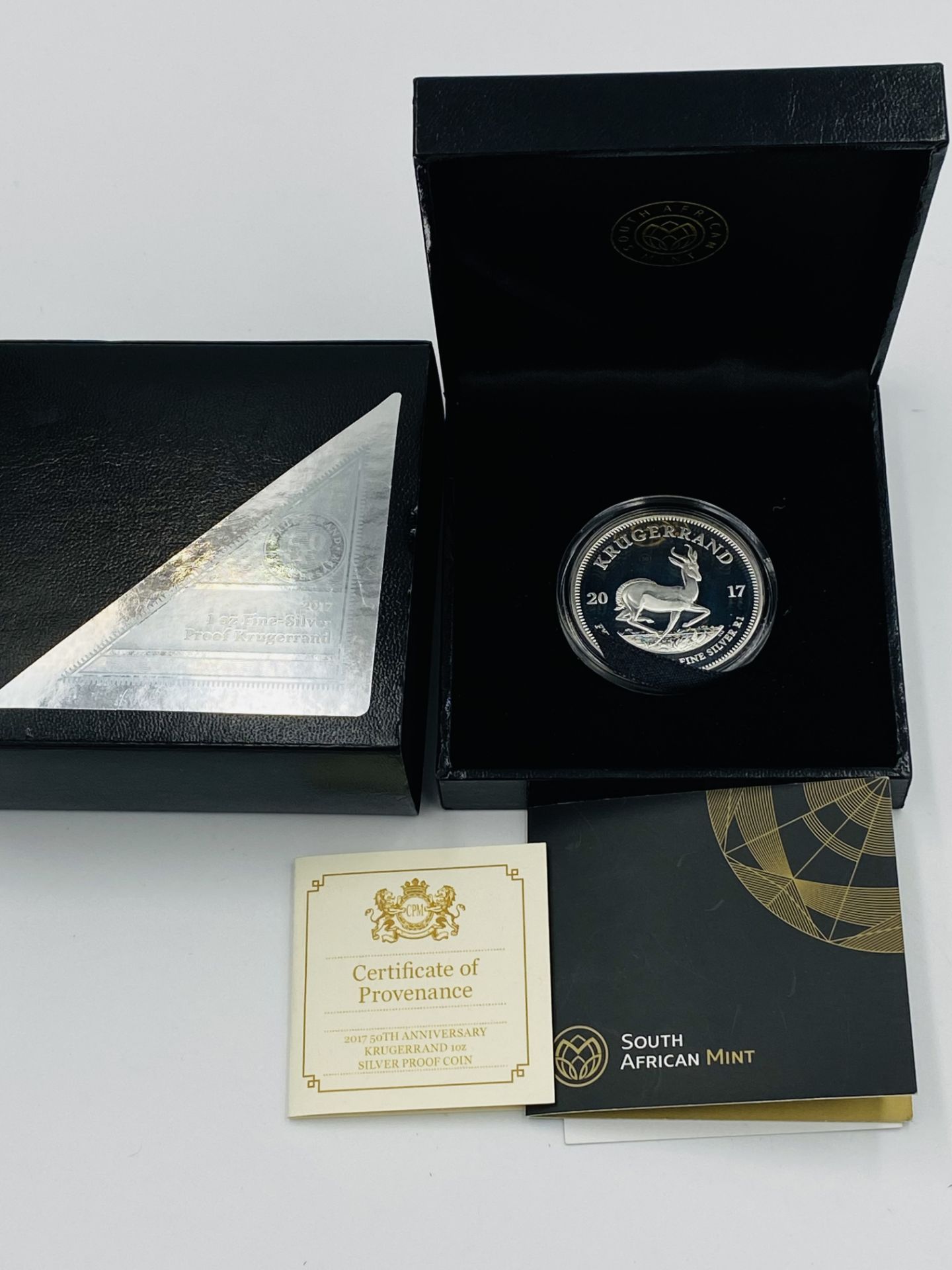 South African Mint 2017 1oz fine silver proof Krugerrand in box - Image 3 of 3