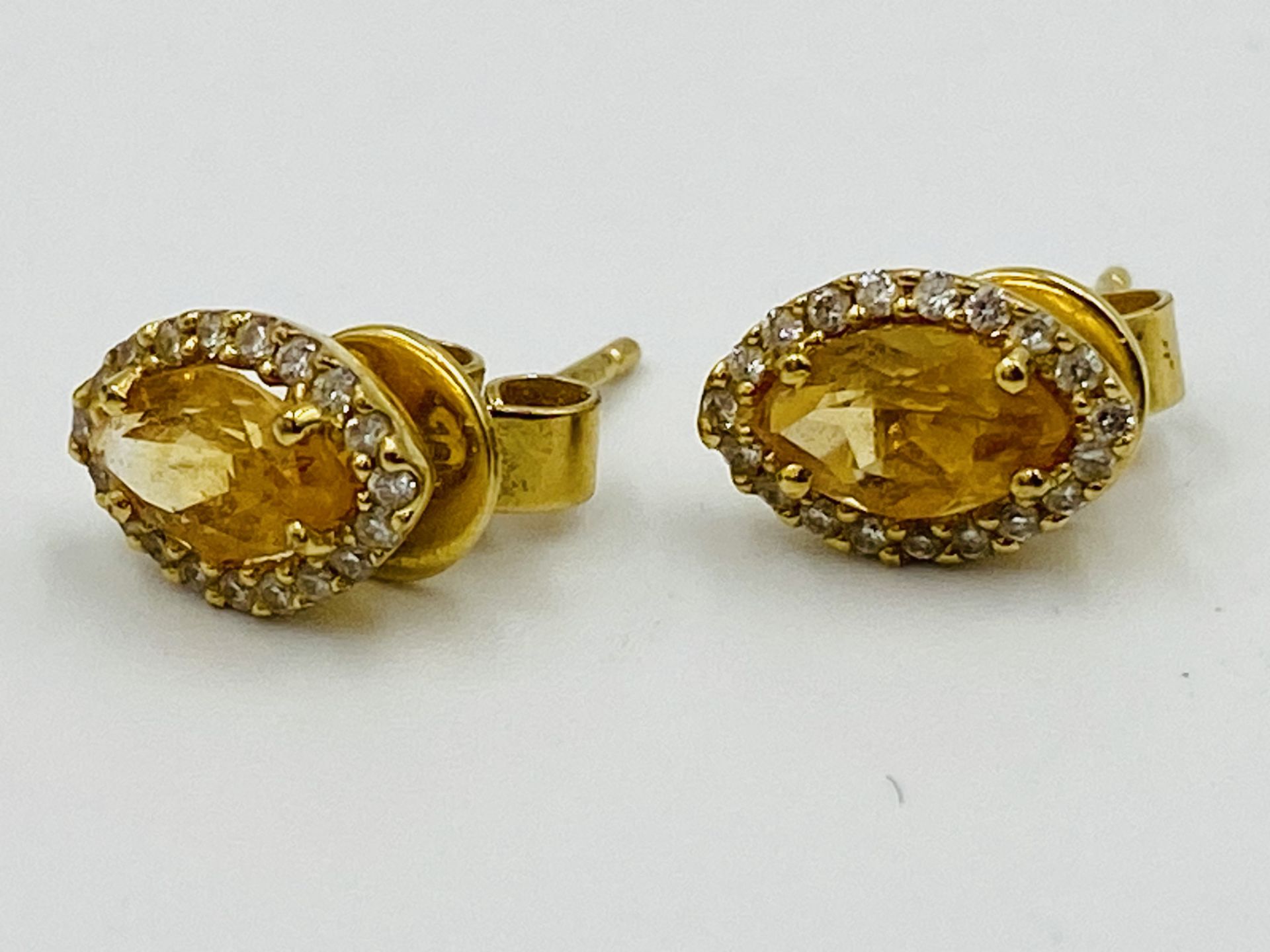 Pair of 18ct gold, citrine and diamond earrings - Image 4 of 4